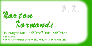 marton kormondi business card